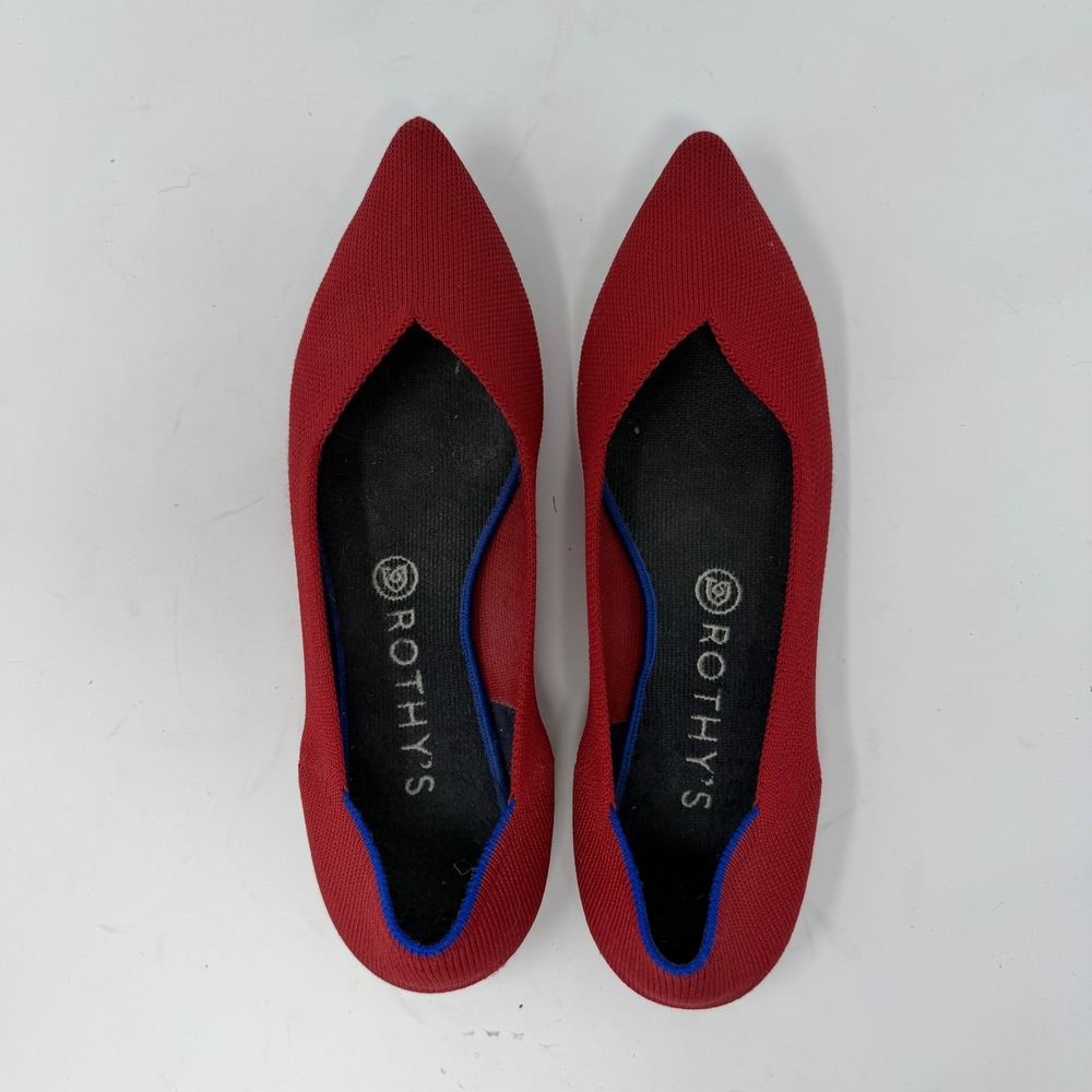 Rothy's The Point Flat Shoe Red Sustainable Knit Women Size 10